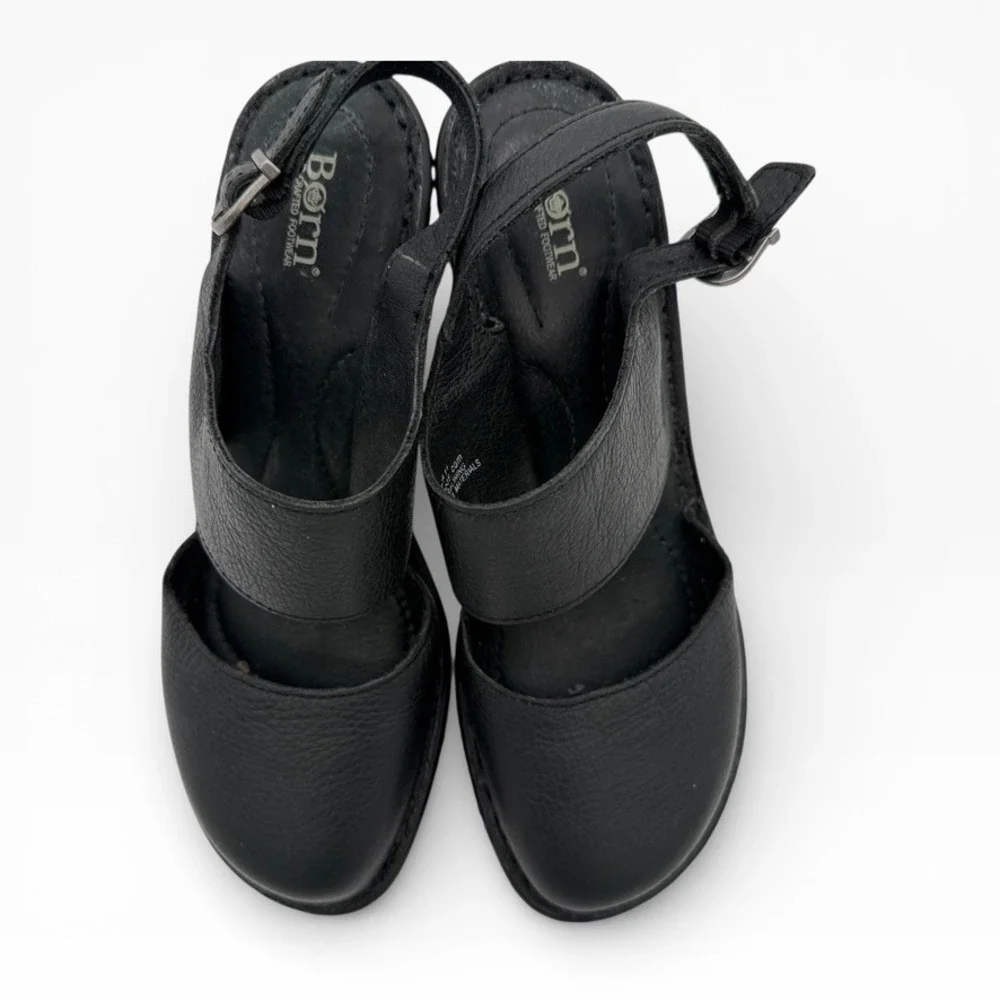 Born Women's Black Leather Slingback Clogs‎ Comfort Shoes Size 8 NWOT